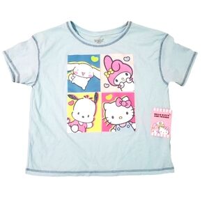 Sanrio Hello Kitty & Friends Junior Blue‎ Graphic Short Sleeve T-Shirt Size XL